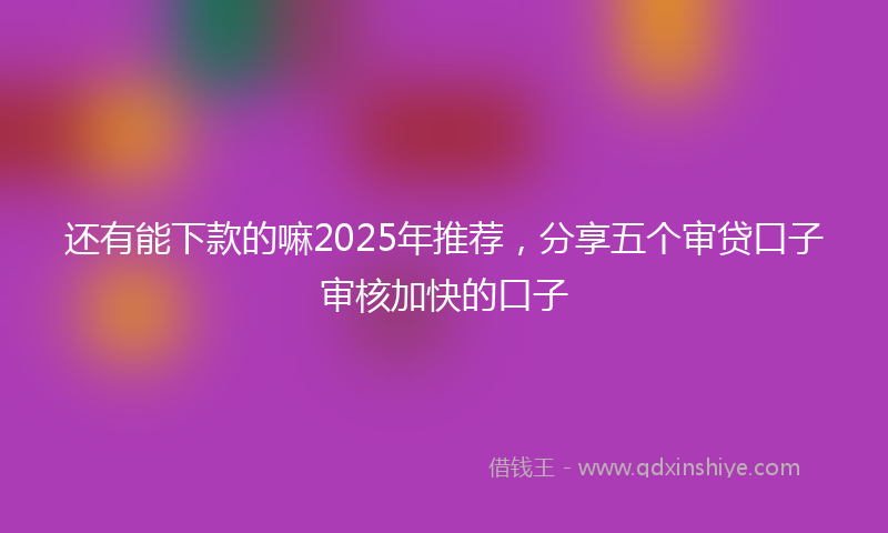 还有能下款的嘛2025年推荐，分享五个审贷口子审核加快的口子