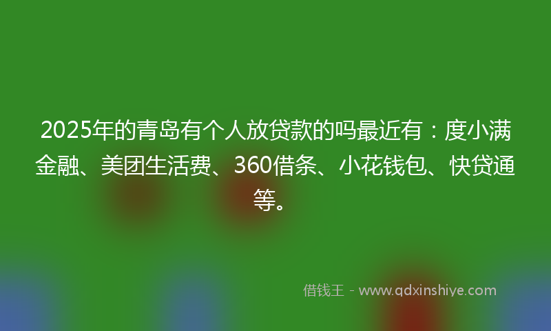 2025年的青岛有个人放贷款的吗最近有：度小满金融、美团生活费、360借条、小花钱包、快贷通等。