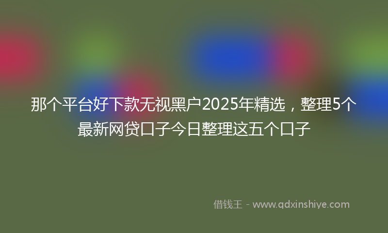 那个平台好下款无视黑户2025年精选，整理5个最新网贷口子今日整理这五个口子