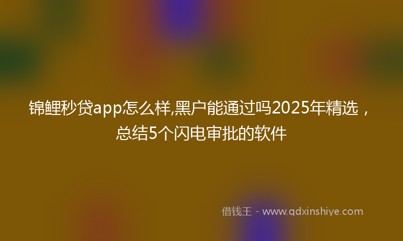 锦鲤秒贷app怎么样,黑户能通过吗2025年精选，总结5个闪电审批的软件