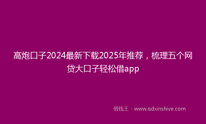 高炮口子2024最新下载2025年推荐，梳理五个网贷大口子轻松借app