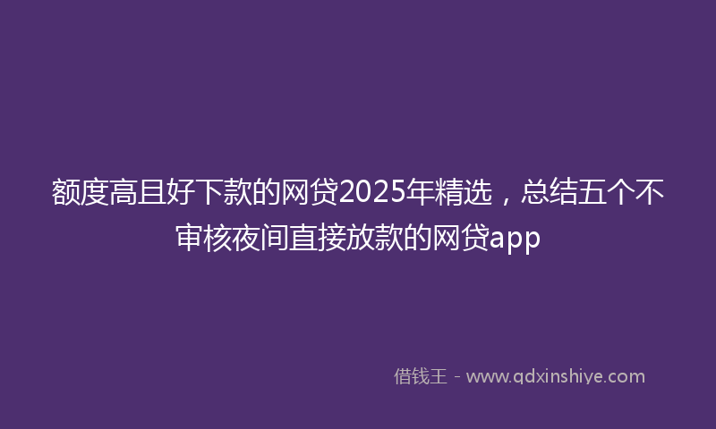 额度高且好下款的网贷2025年精选，总结五个不审核夜间直接放款的网贷app