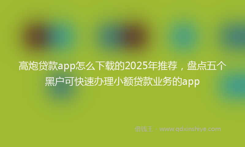 高炮贷款app怎么下载的2025年推荐，盘点五个黑户可快速办理小额贷款业务的app