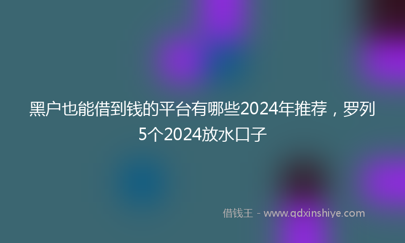 黑户也能借到钱的平台有哪些2024年推荐，罗列5个2024放水口子