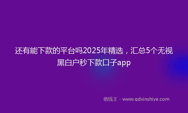 还有能下款的平台吗2025年精选，汇总5个无视黑白户秒下款口子app