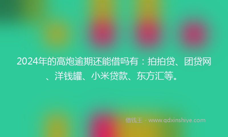 2024年的高炮逾期还能借吗有：拍拍贷、团贷网、洋钱罐、小米贷款、东方汇等。
