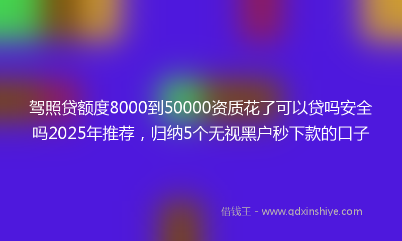 驾照贷额度8000到50000资质花了可以贷吗安全吗2025年推荐，归纳5个无视黑户秒下款的口子