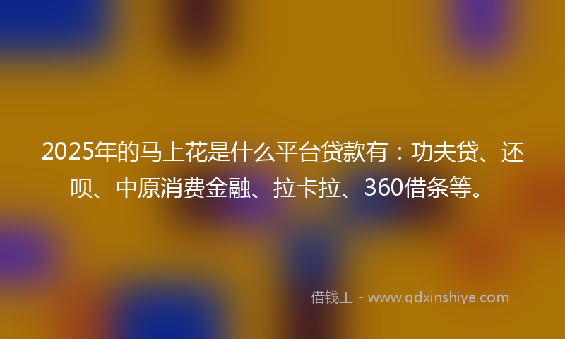 2025年的马上花是什么平台贷款有：功夫贷、还呗、中原消费金融、拉卡拉、360借条等。