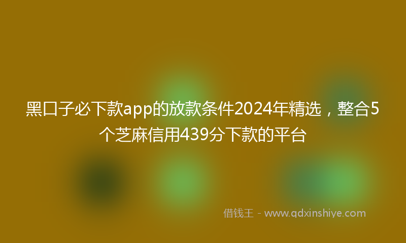 黑口子必下款app的放款条件2024年精选，整合5个芝麻信用439分下款的平台