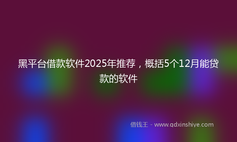 黑平台借款软件2025年推荐，概括5个12月能贷款的软件