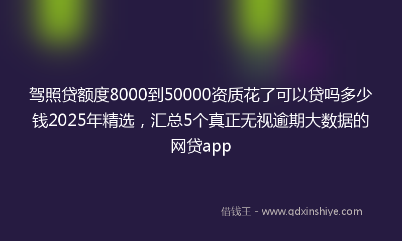 驾照贷额度8000到50000资质花了可以贷吗多少钱2025年精选，汇总5个真正无视逾期大数据的网贷app