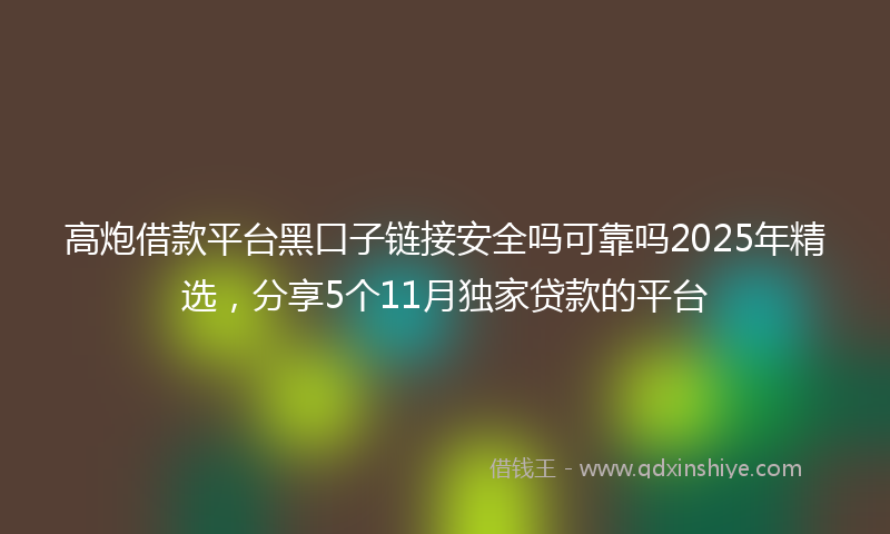高炮借款平台黑口子链接安全吗可靠吗2025年精选，分享5个11月独家贷款的平台
