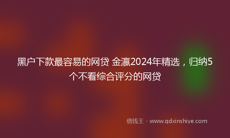 黑户下款最容易的网贷 金瀛2024年精选，归纳5个不看综合评分的网贷