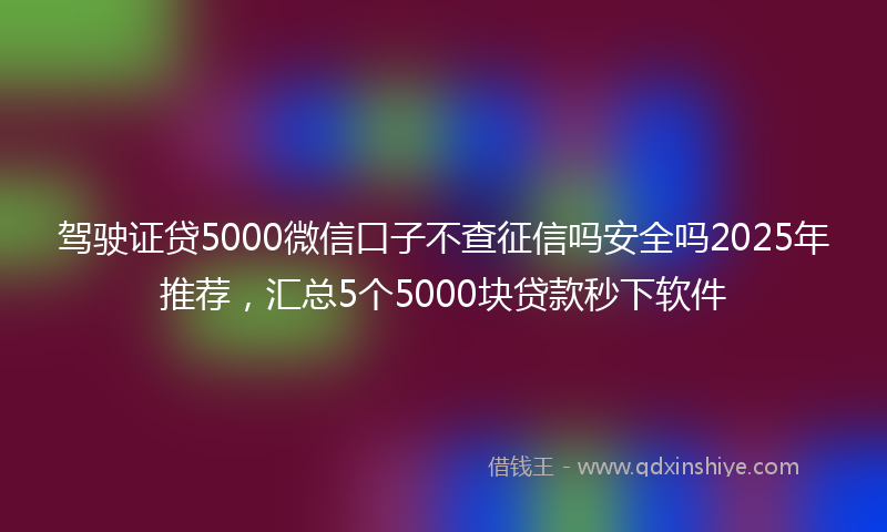 驾驶证贷5000微信口子不查征信吗安全吗2025年推荐，汇总5个5000块贷款秒下软件
