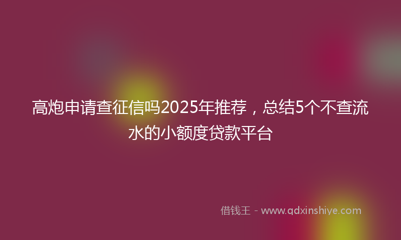 高炮申请查征信吗2025年推荐，总结5个不查流水的小额度贷款平台