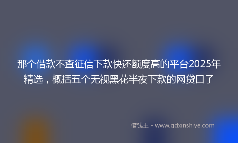 那个借款不查征信下款快还额度高的平台2025年精选，概括五个无视黑花半夜下款的网贷口子
