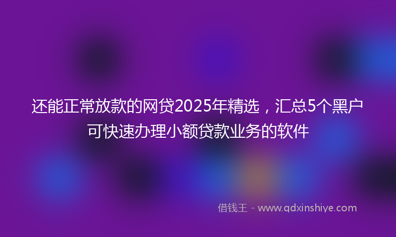还能正常放款的网贷2025年精选，汇总5个黑户可快速办理小额贷款业务的软件