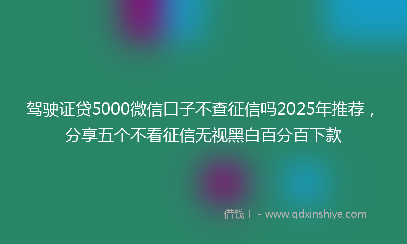 驾驶证贷5000微信口子不查征信吗2025年推荐，分享五个不看征信无视黑白百分百下款