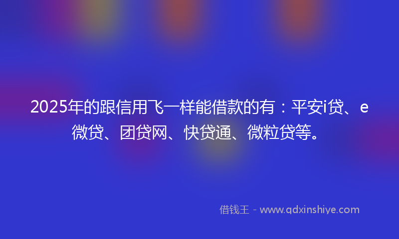 2025年的跟信用飞一样能借款的有：平安i贷、e微贷、团贷网、快贷通、微粒贷等。