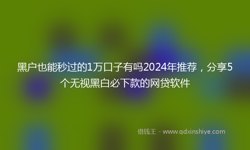 黑户也能秒过的1万口子有吗2024年推荐，分享5个无视黑白必下款的网贷软件