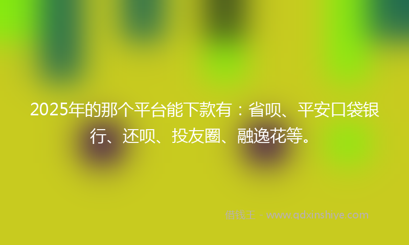 2025年的那个平台能下款有：省呗、平安口袋银行、还呗、投友圈、融逸花等。