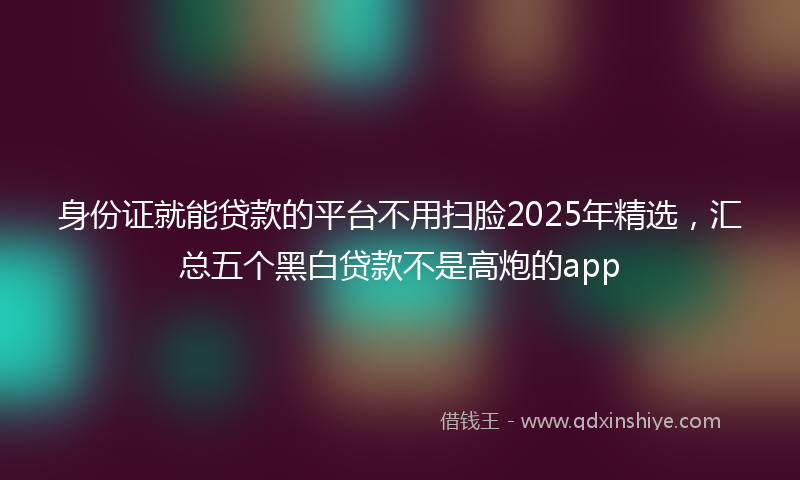 身份证就能贷款的平台不用扫脸2025年精选，汇总五个黑白贷款不是高炮的app