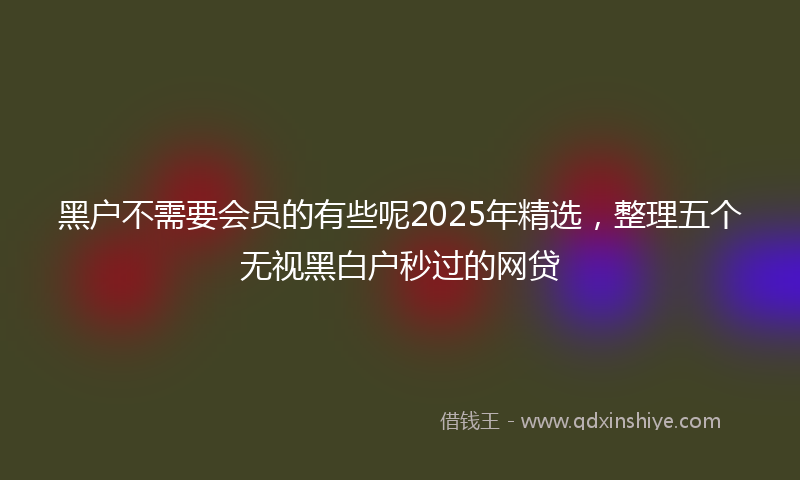 黑户不需要会员的有些呢2025年精选，整理五个无视黑白户秒过的网贷