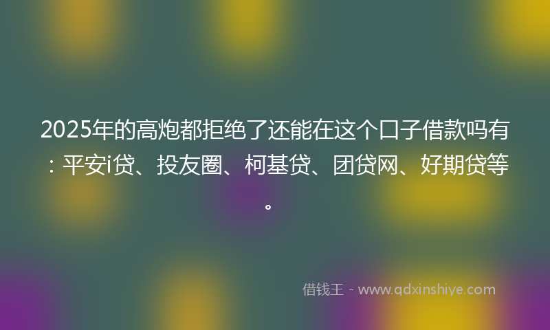 2025年的高炮都拒绝了还能在这个口子借款吗有：平安i贷、投友圈、柯基贷、团贷网、好期贷等。