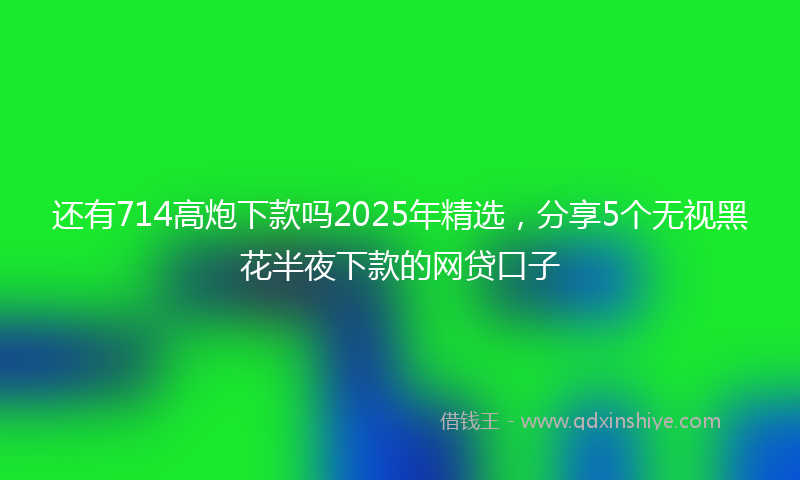 还有714高炮下款吗2025年精选，分享5个无视黑花半夜下款的网贷口子