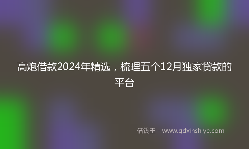 高炮借款2024年精选，梳理五个12月独家贷款的平台