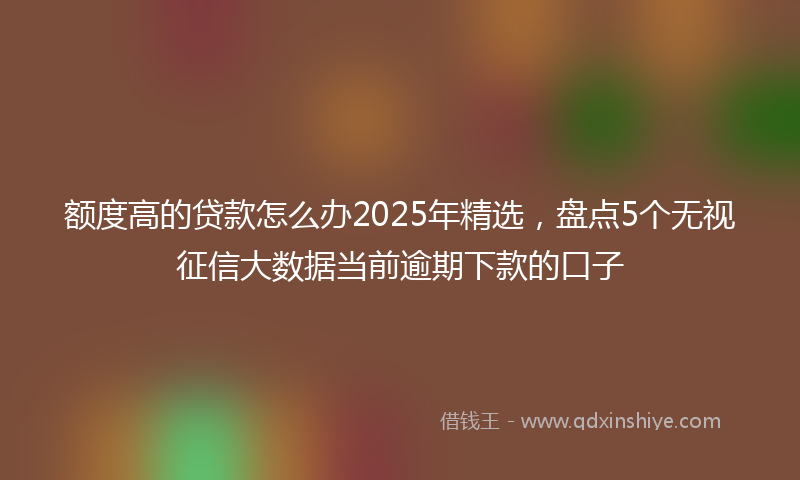 额度高的贷款怎么办2025年精选，盘点5个无视征信大数据当前逾期下款的口子
