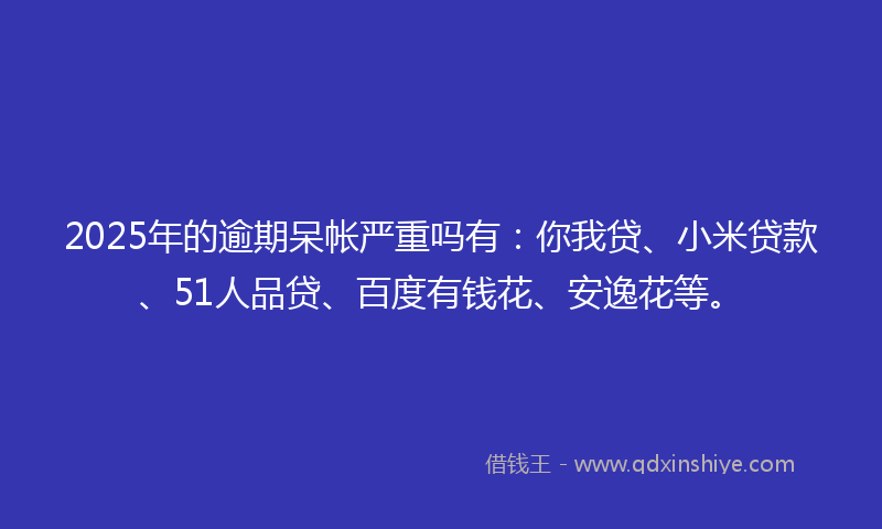 2025年的逾期呆帐严重吗有：你我贷、小米贷款、51人品贷、百度有钱花、安逸花等。