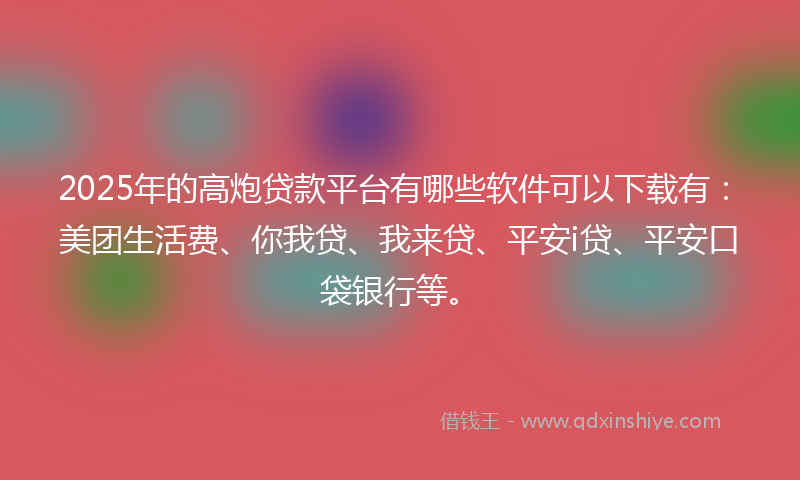2025年的高炮贷款平台有哪些软件可以下载有：美团生活费、你我贷、我来贷、平安i贷、平安口袋银行等。