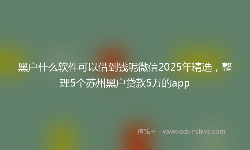 黑户什么软件可以借到钱呢微信2025年精选，整理5个苏州黑户贷款5万的app