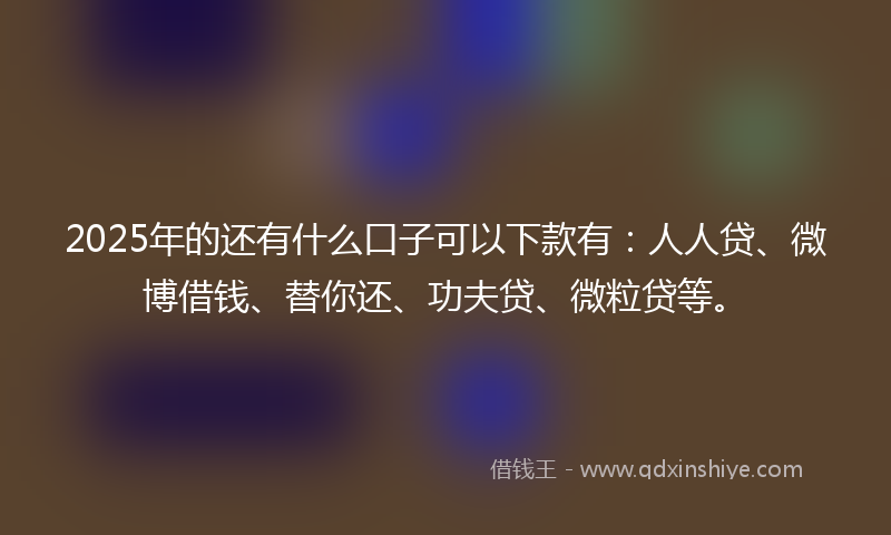 2025年的还有什么口子可以下款有：人人贷、微博借钱、替你还、功夫贷、微粒贷等。