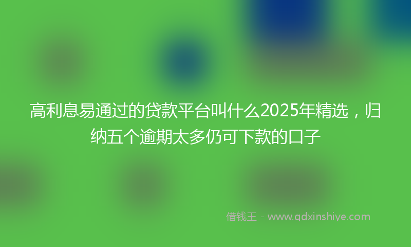 高利息易通过的贷款平台叫什么2025年精选，归纳五个逾期太多仍可下款的口子