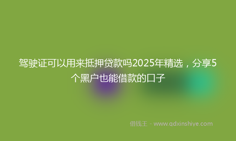 驾驶证可以用来抵押贷款吗2025年精选，分享5个黑户也能借款的口子