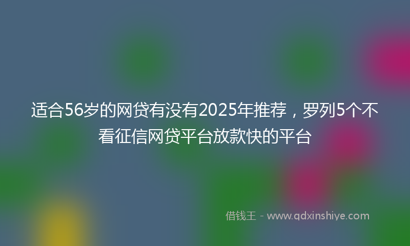 适合56岁的网贷有没有2025年推荐，罗列5个不看征信网贷平台放款快的平台