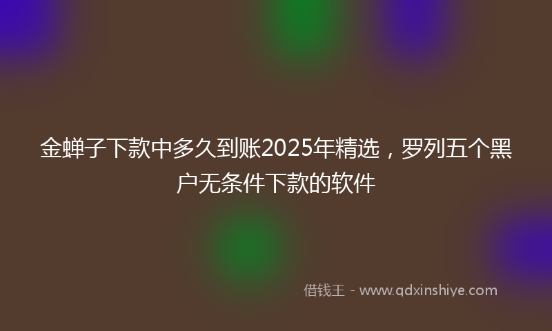 金蝉子下款中多久到账2025年精选，罗列五个黑户无条件下款的软件