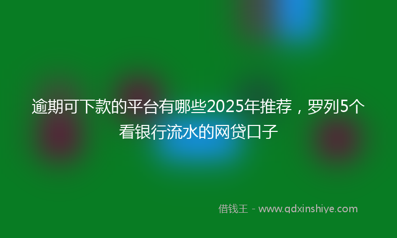 逾期可下款的平台有哪些2025年推荐，罗列5个看银行流水的网贷口子