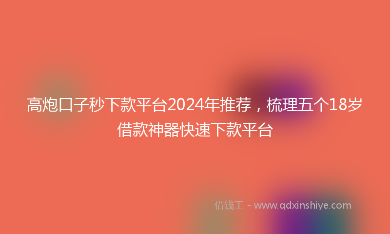 高炮口子秒下款平台2024年推荐，梳理五个18岁借款神器快速下款平台