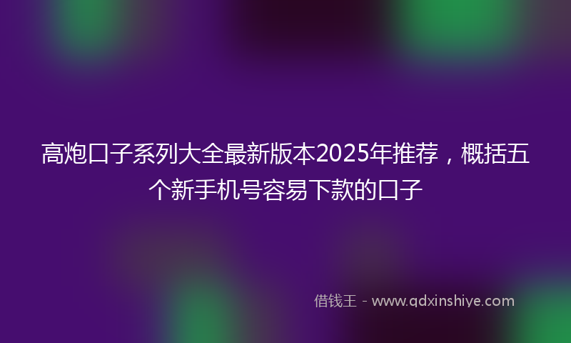 高炮口子系列大全最新版本2025年推荐，概括五个新手机号容易下款的口子