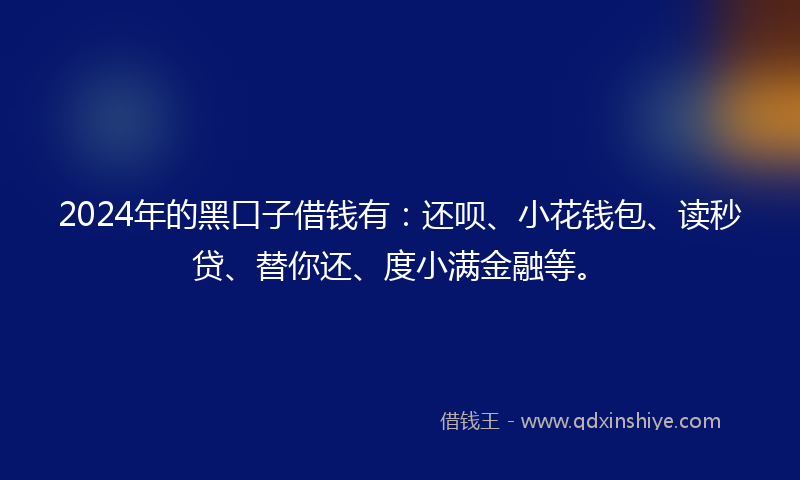 2024年的黑口子借钱有：还呗、小花钱包、读秒贷、替你还、度小满金融等。
