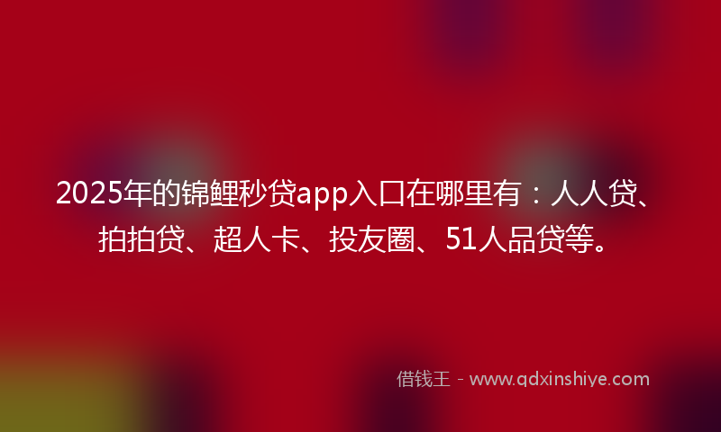 2025年的锦鲤秒贷app入口在哪里有：人人贷、拍拍贷、超人卡、投友圈、51人品贷等。