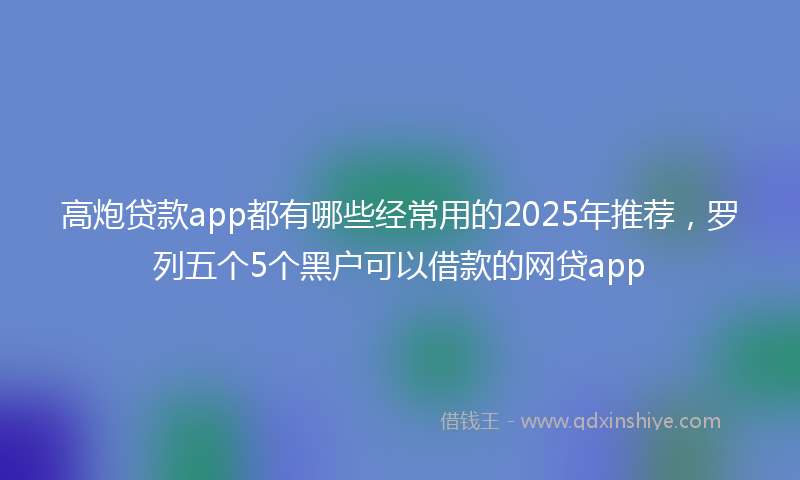 高炮贷款app都有哪些经常用的2025年推荐，罗列五个5个黑户可以借款的网贷app