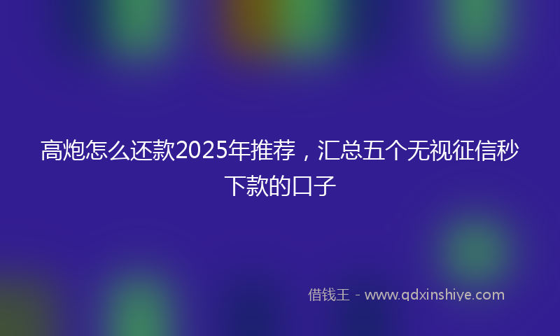 高炮怎么还款2025年推荐，汇总五个无视征信秒下款的口子