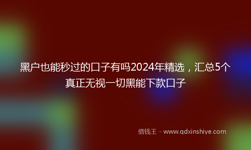 黑户也能秒过的口子有吗2024年精选，汇总5个真正无视一切黑能下款口子