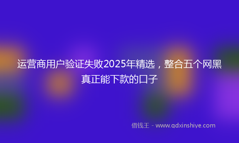 运营商用户验证失败2025年精选，整合五个网黑真正能下款的口子