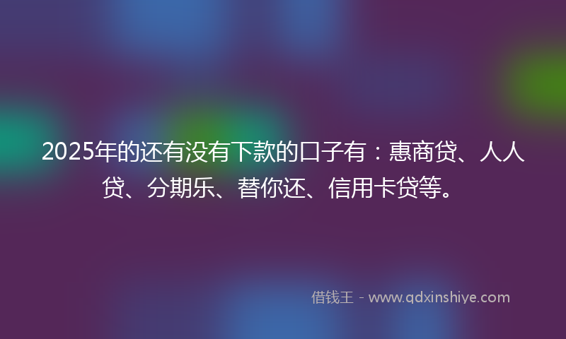 2025年的还有没有下款的口子有：惠商贷、人人贷、分期乐、替你还、信用卡贷等。