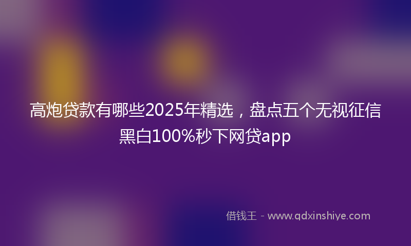 高炮贷款有哪些2025年精选，盘点五个无视征信黑白100%秒下网贷app